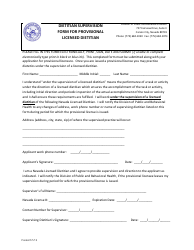 Document preview: Dietitian Supervision Form for Provisional Licensed Dietitian - Nevada