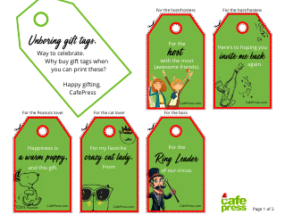 Document preview: Gift Tag Templates - Cafepress