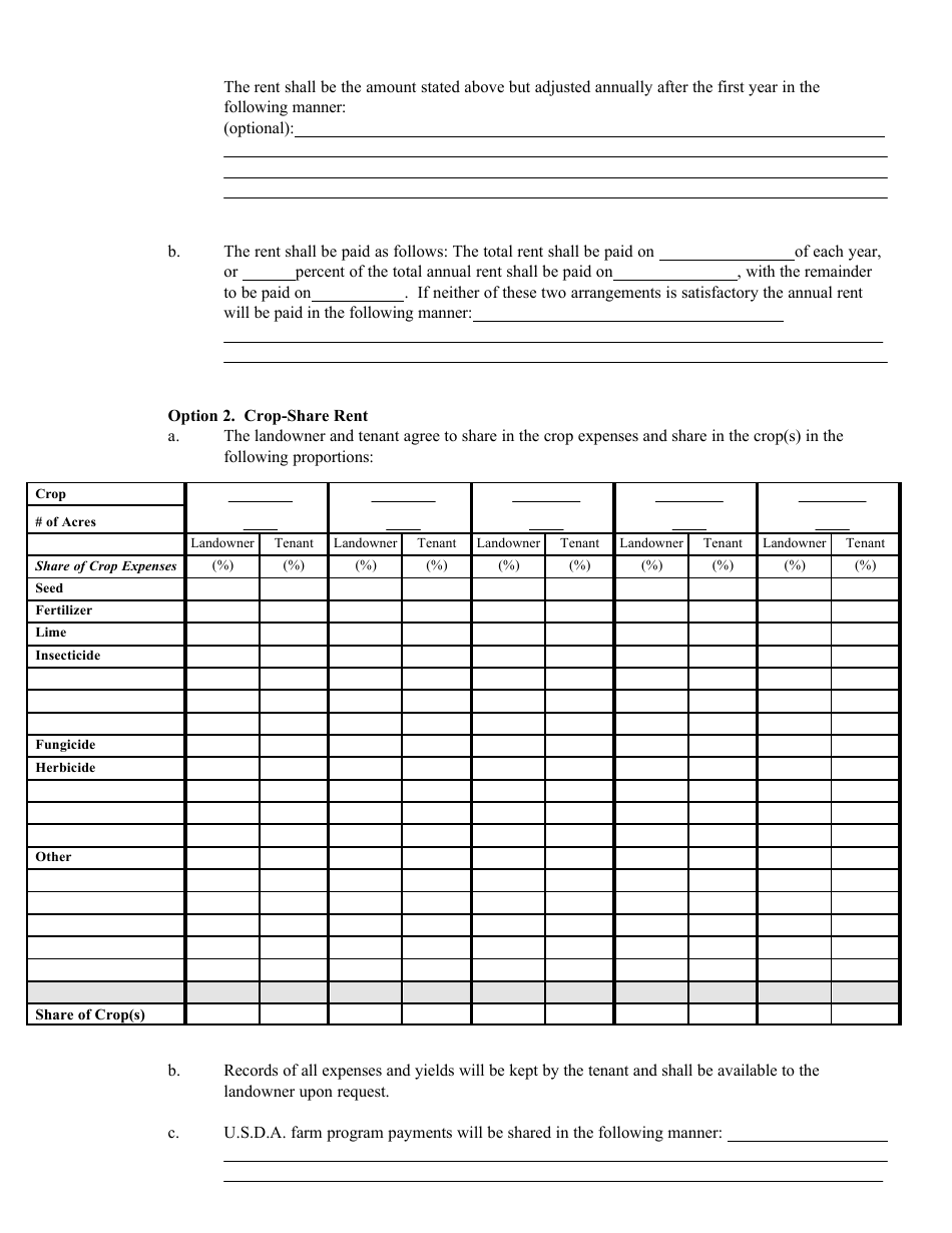 Farm Lease Agreement Template - With Amendment, Page 2