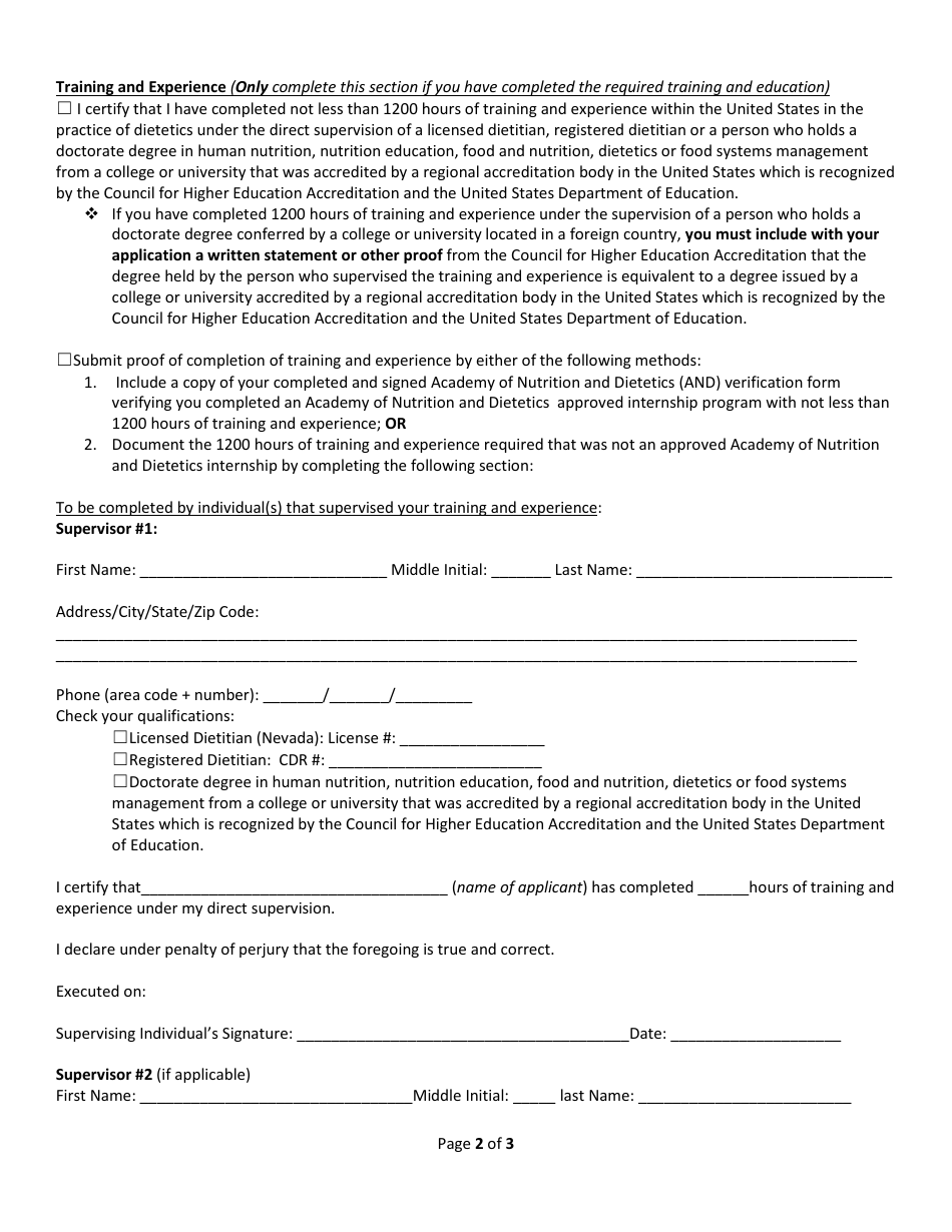 Nevada Provisional License Supplemental Form - Fill Out, Sign Online ...