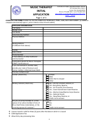 Document preview: Music Therapist Initial Application Form - Nevada