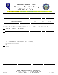 Document preview: Statewide Location Change Notification Form - Radiation Control Program - Nevada