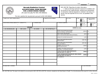 Document preview: Occupational Dose Record for a Monitoring Period - Nevada