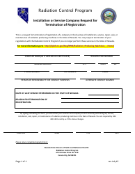 Document preview: Installation or Service Company Request for Termination of Registration - Radiation Control Registration - Nevada
