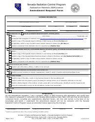 Document preview: Amendment Request Form - Nevada Radiation Control Program - Nevada