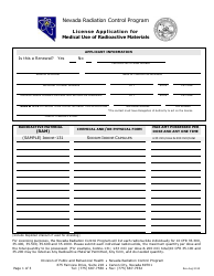 Document preview: License Application for Medical Use of Radioactive Materials - Nevada Radiation Control Program - Nevada