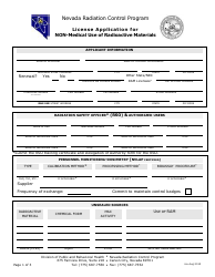 License Application for Non-medical Use of Radioactive Materials - Nevada Radiation Control Program - Nevada