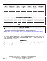 License Application for Non-medical Use of Radioactive Materials - Nevada Radiation Control Program - Nevada, Page 2