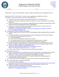 Radioactive Materials (Ram) Fixed Gauge Licensing Checklist - Nevada