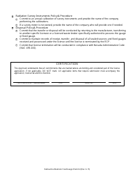 Radioactive Materials (Ram) Fixed Gauge Licensing Checklist - Nevada, Page 3