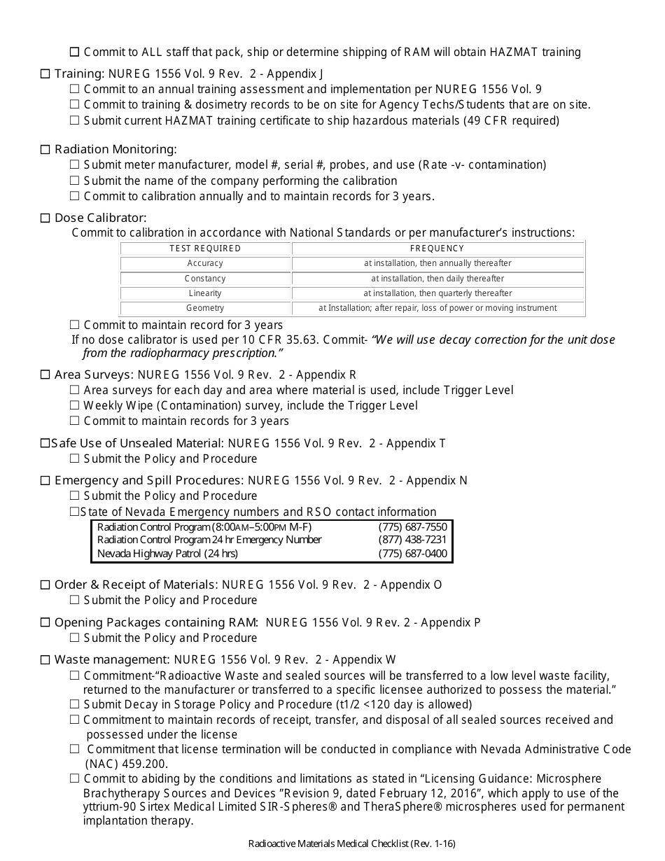 New / Renewal Medical License Checklist -radioactive Materials (Ram) Program - Nevada, Page 4