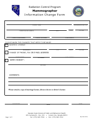 Document preview: Mammographer Information Change Form - Radiation Control Program - Nevada