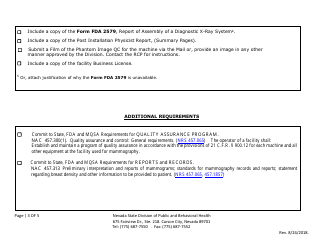 Mammography Machine Application for Certificate of Authorization - Nevada Radiation Control Program - Nevada, Page 3