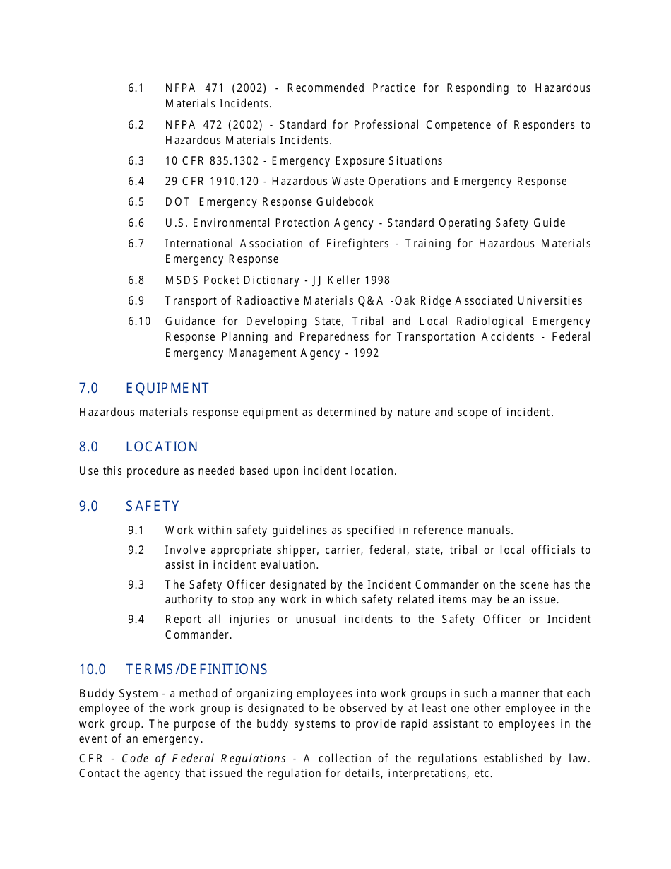 Nevada Hazardous Materials Incident Response Procedure Transportation