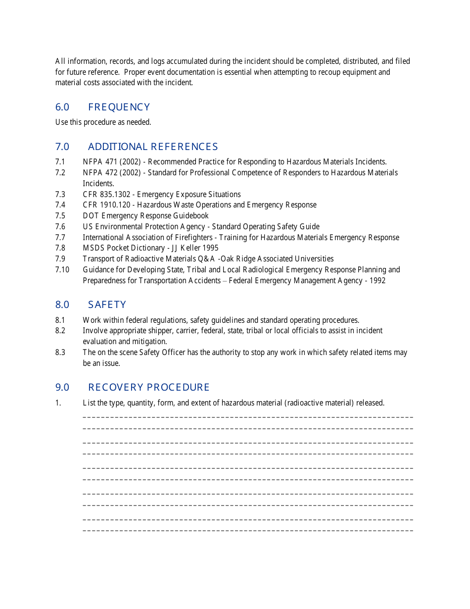 Model Recovery Procedure for Response to Radiological Transportation Incident - Transportation Emergency Preparedness Program (Tepp) - Nevada, Page 2