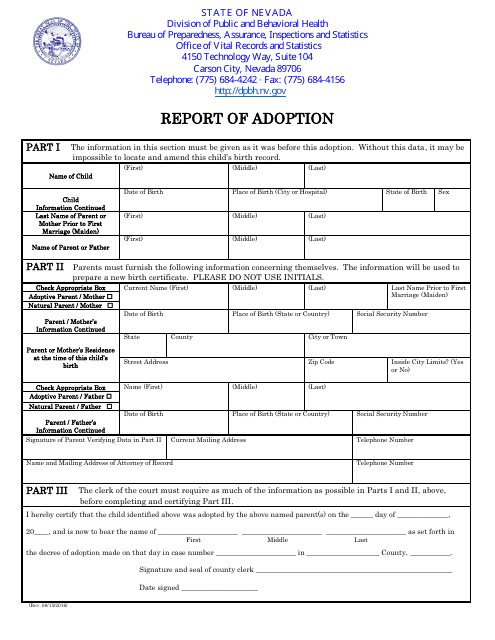 Report of Adoption - Nevada Download Pdf