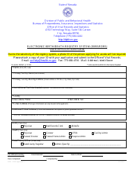 Document preview: Electronic Birth/Death Registry System (Ebrs/Edrs) User Application Form - Nevada