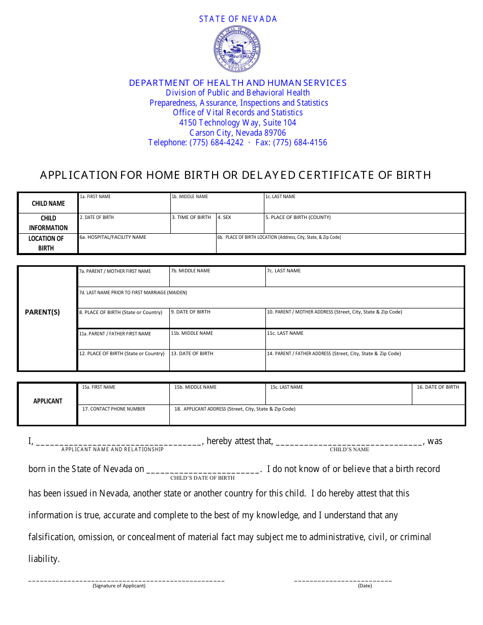 Nevada Delayed Certificate of Birth Fill Out Sign Online and Nevada Delayed Certificate of Birth Fill Out Sign Online and