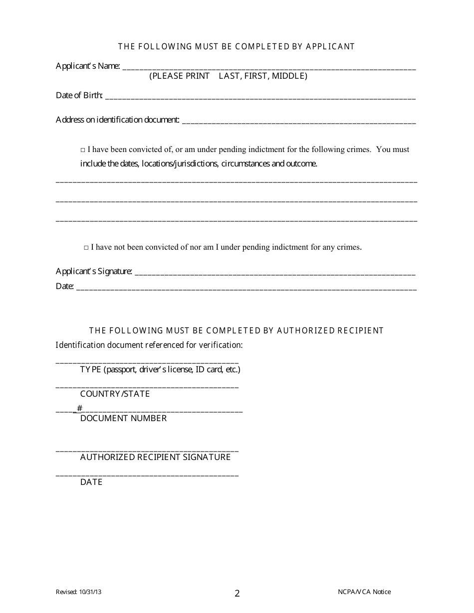 Notice Pursuant to the National Child Protection Act of 1993 as Amended by the Volunteers for Children Act - Nevada, Page 2