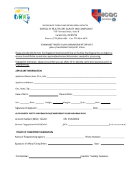Document preview: Community Based Living Arrangement Services (Cbla) Fingerprint Request Form - Nevada
