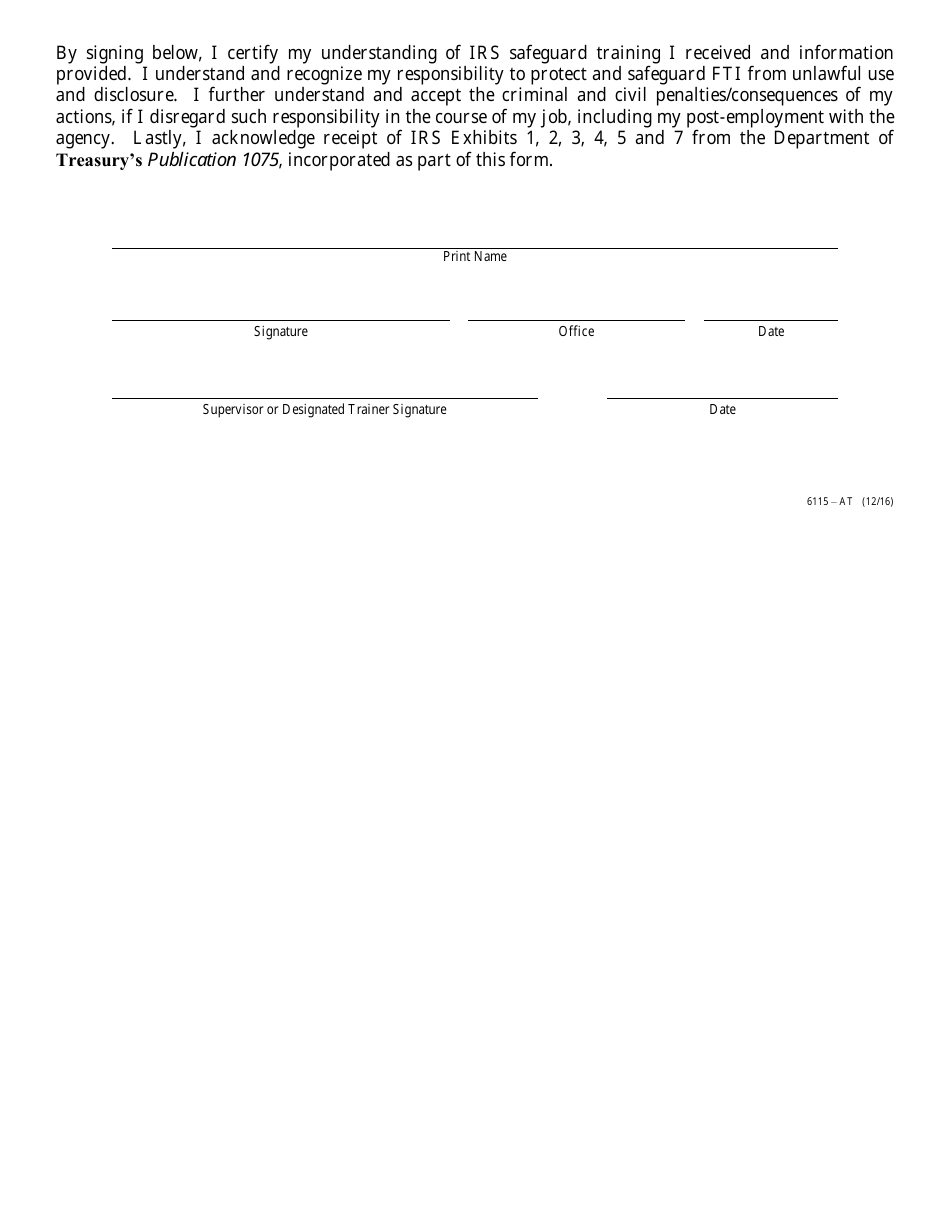 Form 6115-AT Employee / Contractor Safeguarding Federal Tax Information Training Certification - Nevada, Page 2