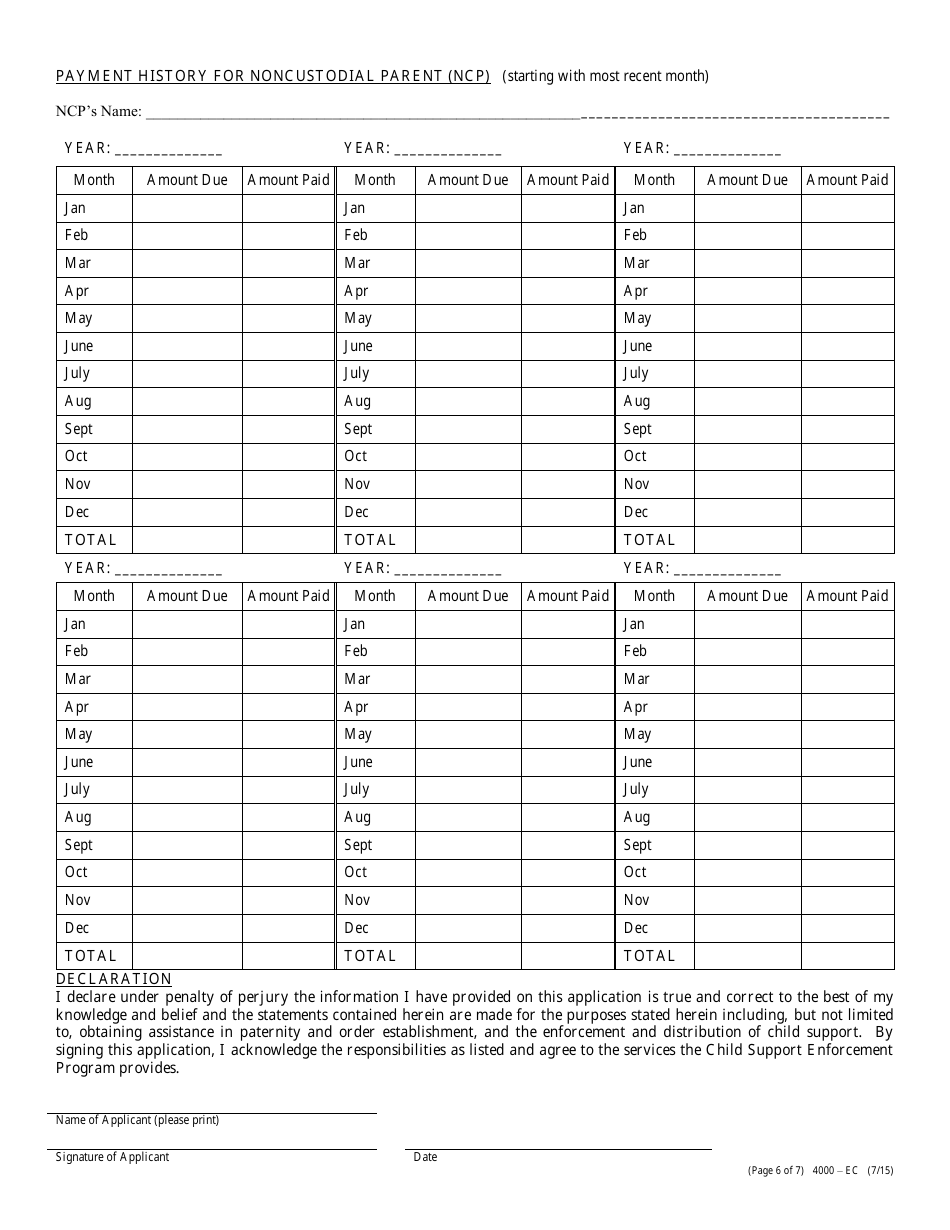 Form 4000-EC Application for Child Support Services - Nevada, Page 6