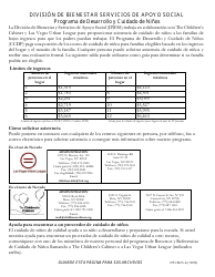 Formulario 2151-WCS Solicitud De Asistencia De Cuidado De Ninos - Nevada (Spanish)