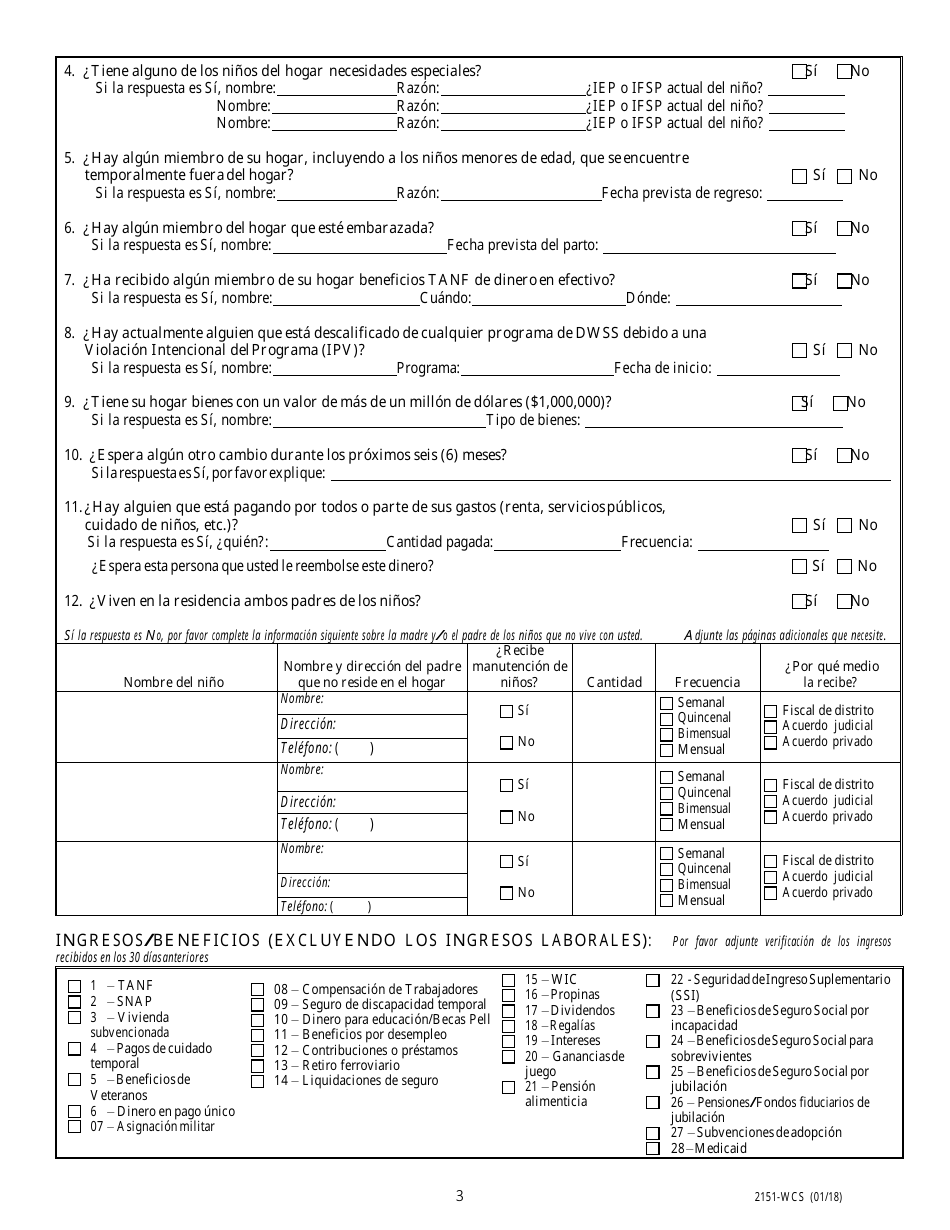 Formulario 2151-WCS Solicitud De Asistencia De Cuidado De Ninos - Nevada (Spanish), Page 4