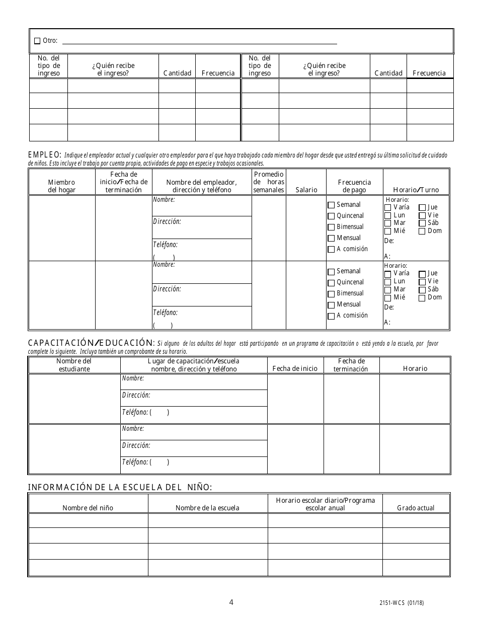 Formulario 2151-WCS Solicitud De Asistencia De Cuidado De Ninos - Nevada (Spanish), Page 5