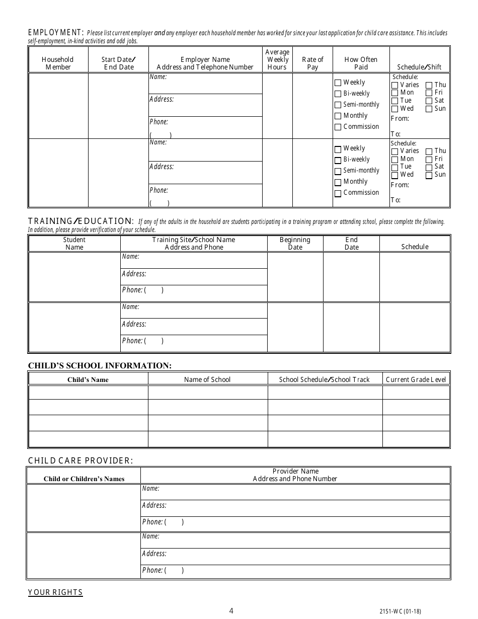 Form 2151-WC Download Printable PDF or Fill Online Application for ...