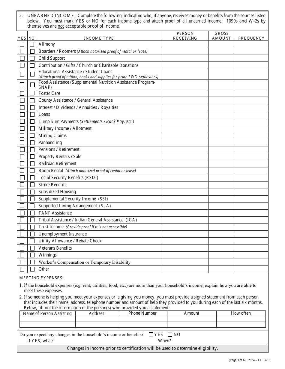 Form 2824-EL Application for Assistance - Energy Assistance Program - Nevada, Page 6