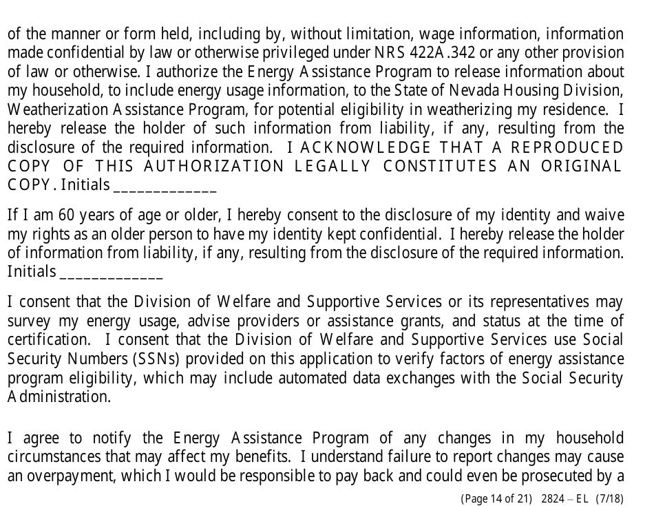 Form 2824-EL Application for Assistance (Vision Impaired) - Energy Assistance Program - Nevada, Page 20
