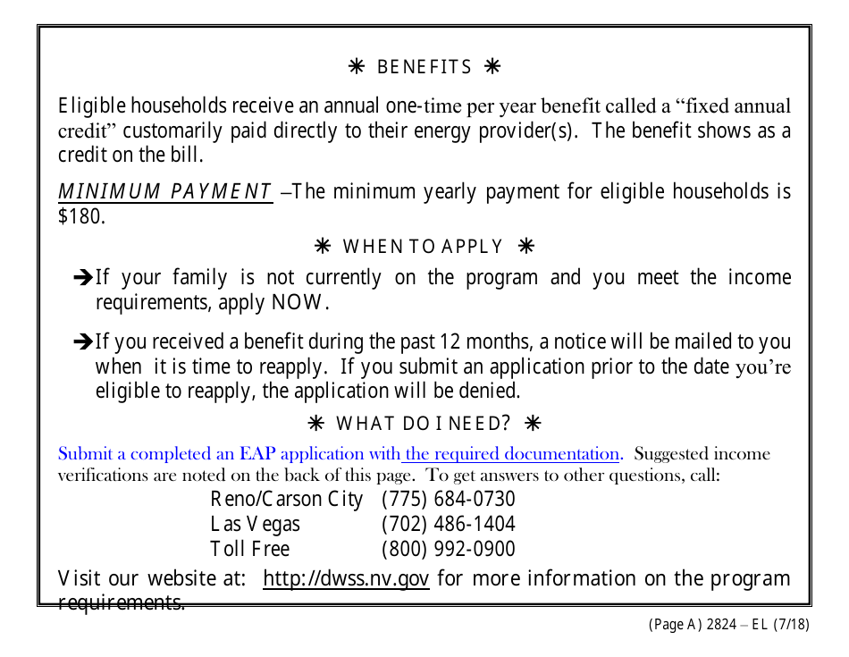 Form 2824-EL Application for Assistance (Vision Impaired) - Energy Assistance Program - Nevada, Page 3
