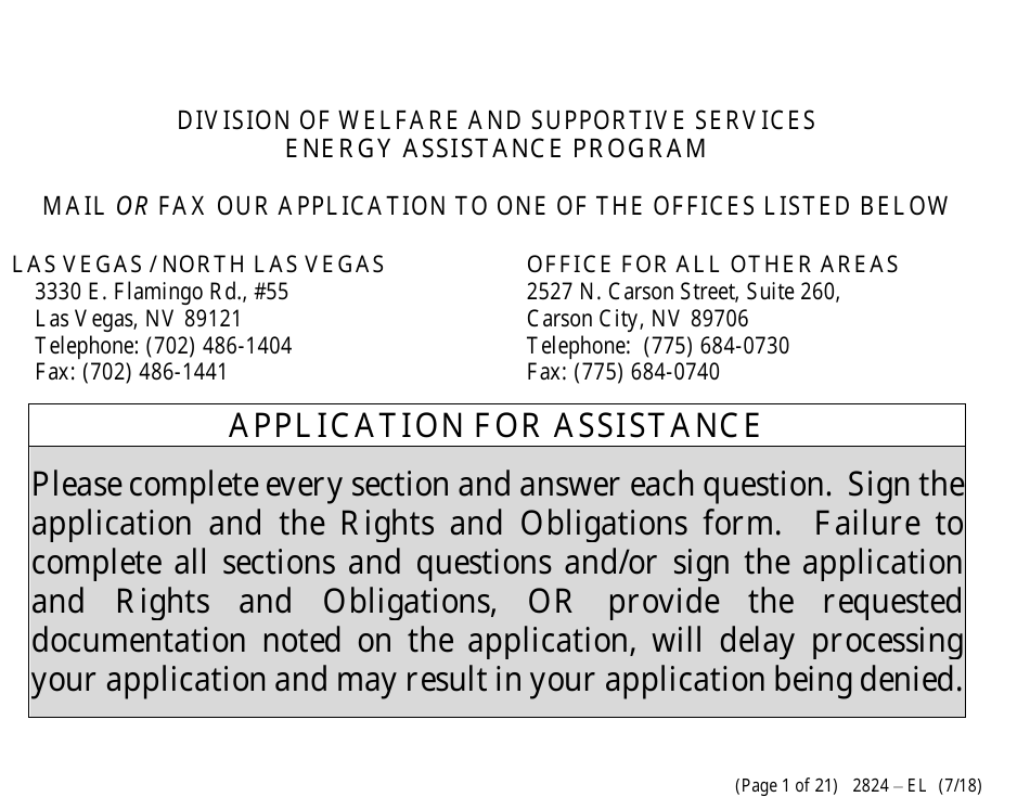 Form 2824-EL Application for Assistance (Vision Impaired) - Energy Assistance Program - Nevada, Page 7
