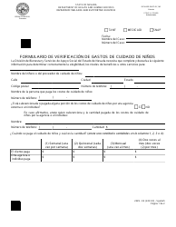 Formulario 2329-EE Formulario De Verificacion De Gastos De Cuidado De Ninos - Nevada (Spanish)