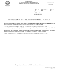 Document preview: Formulario 2849-EM Notificacion De Responsabilidad Financiera Parental - Nevada (Spanish)