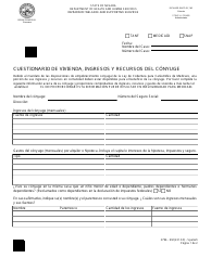 Formulario 2796-EM Cuestionario De Vivienda, Ingresos Y Recursos Del Conyuge - Nevada (Spanish)