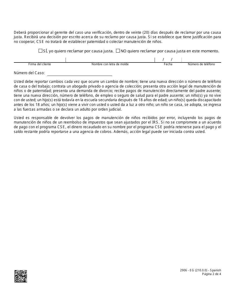 Formulario 2906-EG Formulario Para Padres Sin Custodia (Ncp) - Nevada (Spanish), Page 2