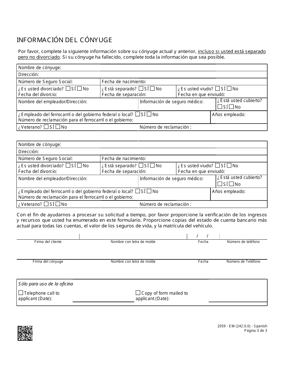 Formulario 2059-EM Maabd - Adenda - Nevada (Spanish), Page 3