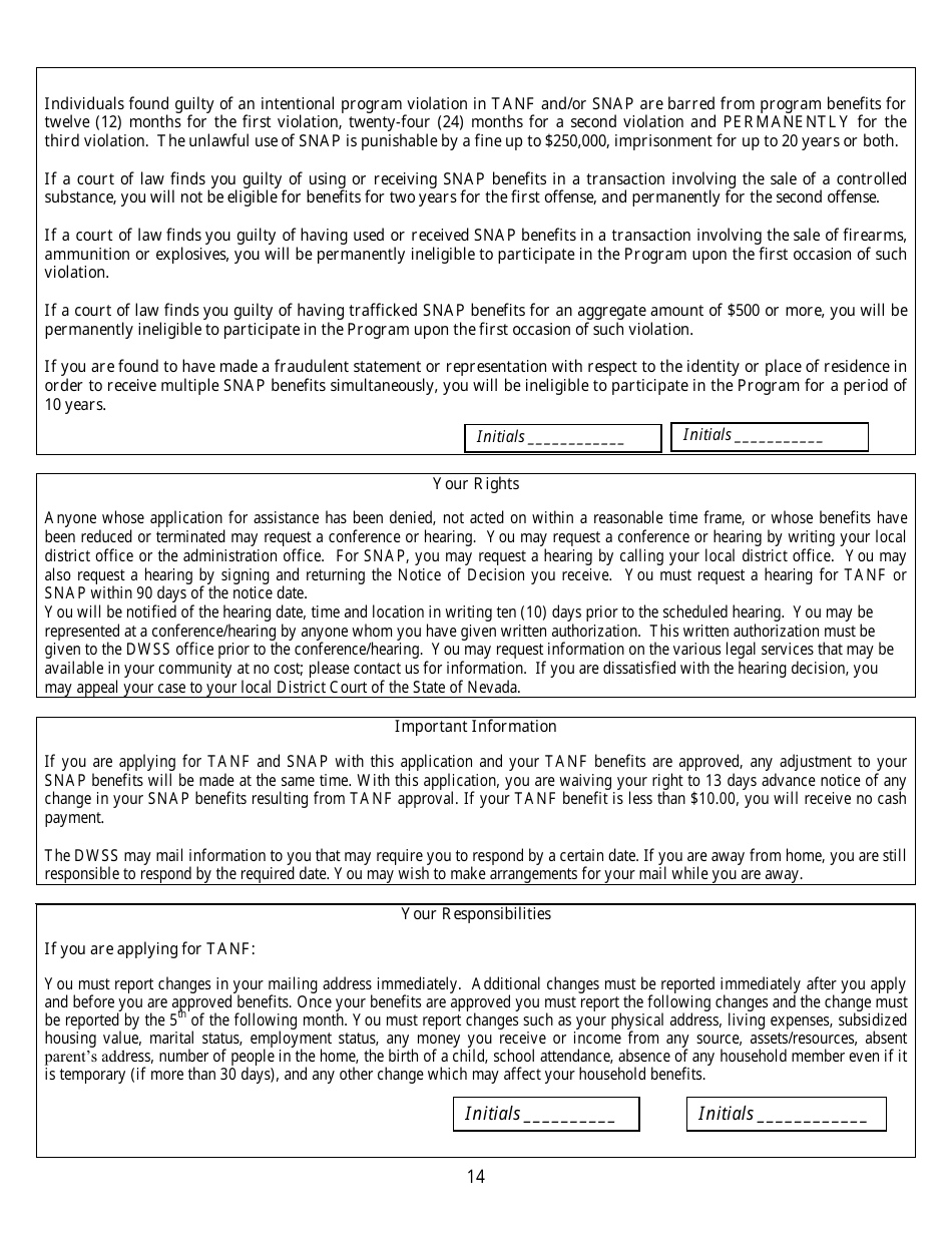 Form 2905-EG Application for Assistance - Nevada, Page 14