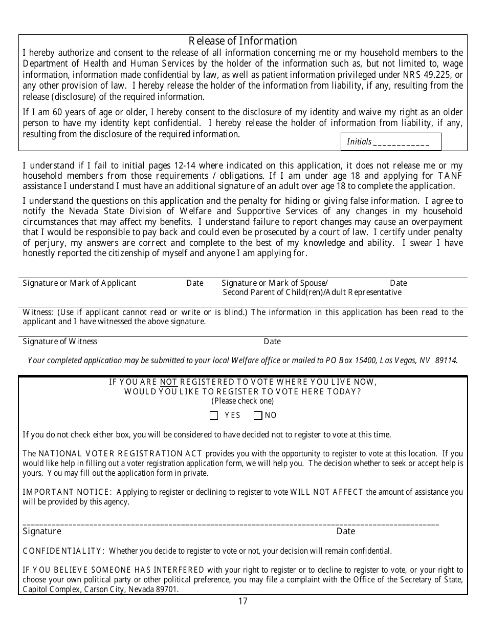 Form 2905-EG Application for Assistance - Nevada, Page 17