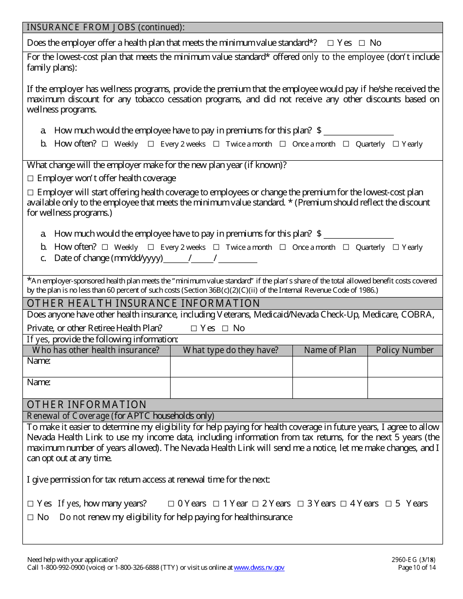 Form 2960-EG - Fill Out, Sign Online and Download Printable PDF, Nevada ...