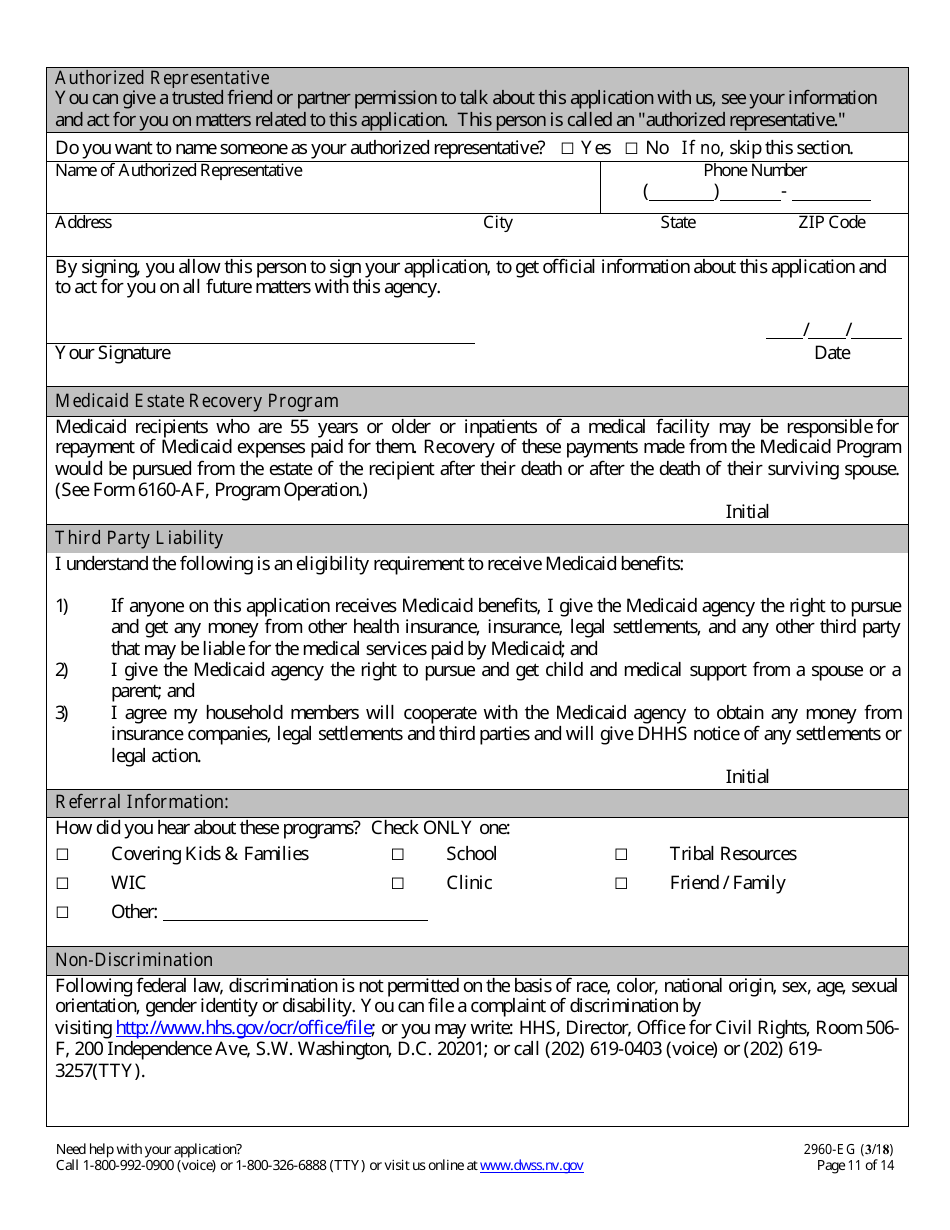 Form 2960-EG Application for Health Insurance - Nevada, Page 11