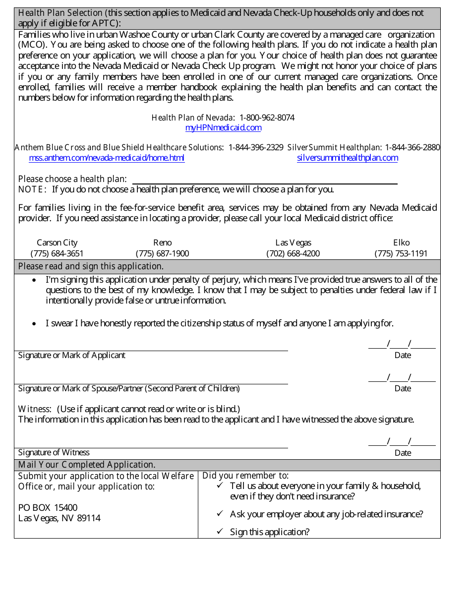 Form 2960-EG Application for Health Insurance - Nevada, Page 14