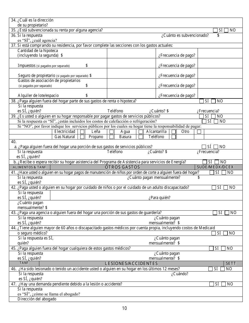 Formulario 2905-EG / S Solicitud De Asistencia Publica - Nevada (Spanish), Page 10