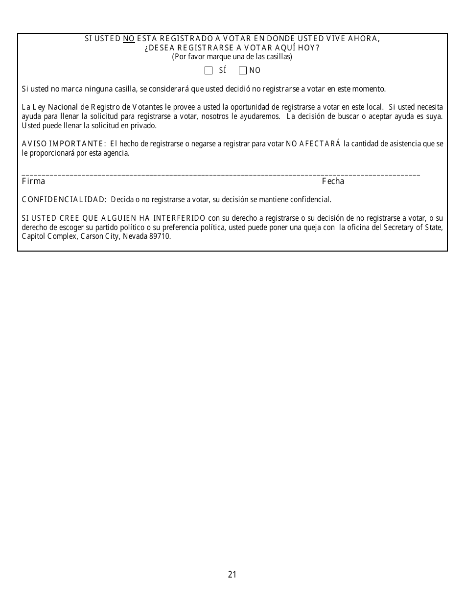 Formulario 2905-EG / S Solicitud De Asistencia Publica - Nevada (Spanish), Page 21