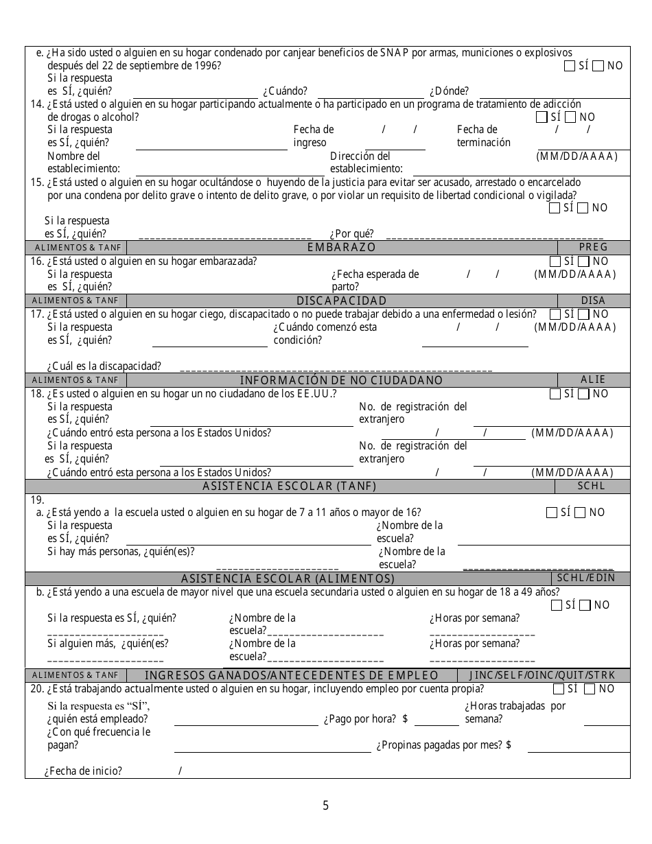 Formulario 2905-EG / S Solicitud De Asistencia Publica - Nevada (Spanish), Page 5