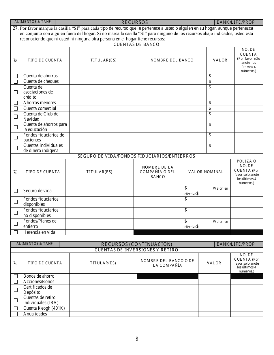Formulario 2905-EG / S Solicitud De Asistencia Publica - Nevada (Spanish), Page 8