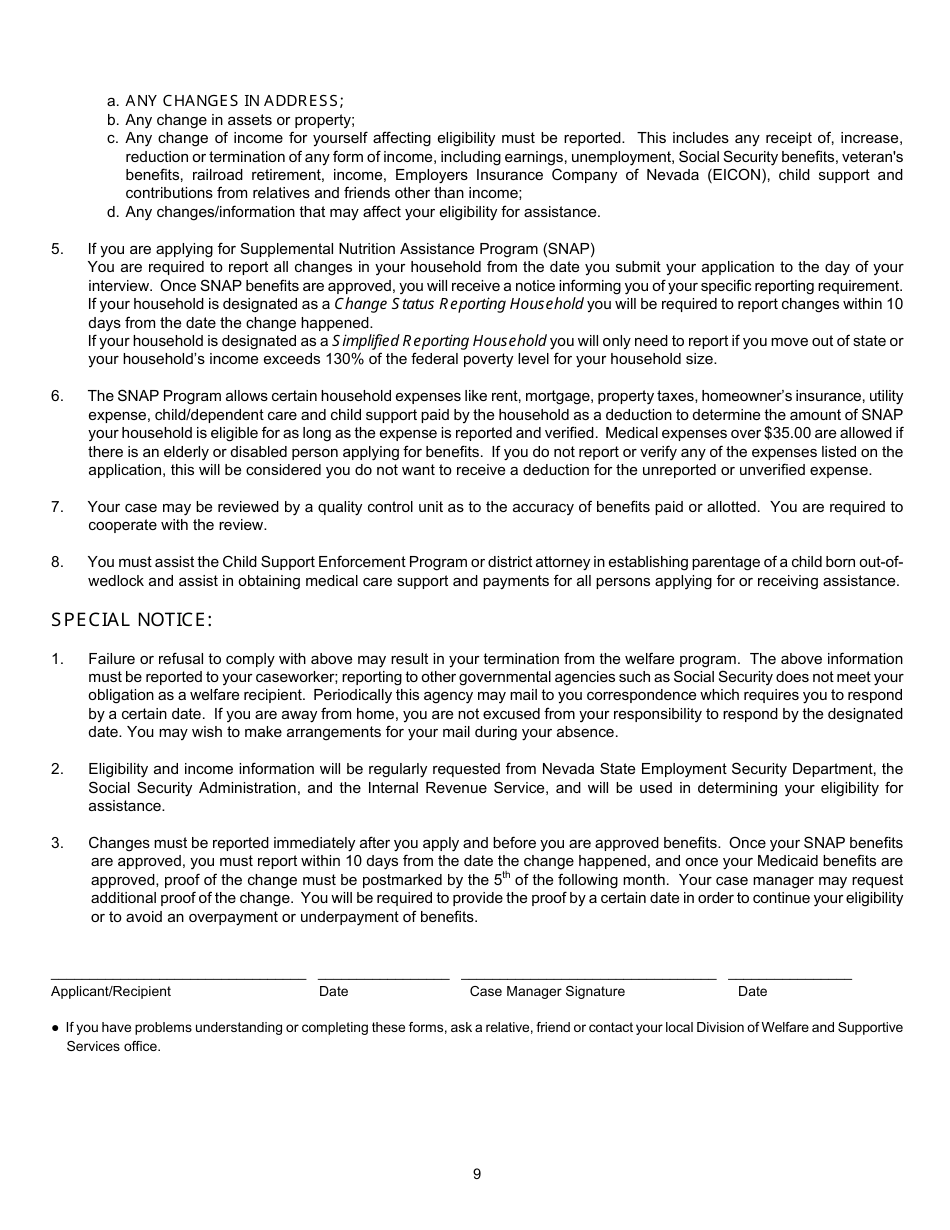 Form 2920-EM Application for Assistance - Medicaid, Maabd, Snap - Nevada, Page 11