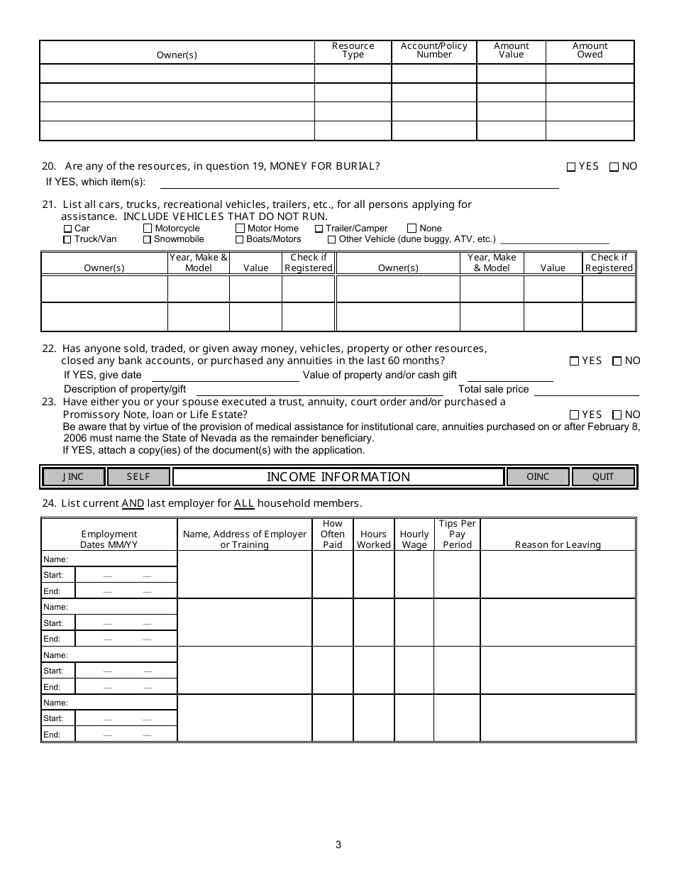 Form 2920-EM Application for Assistance - Medicaid, Maabd, Snap - Nevada, Page 5